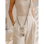 Como Milano phone chain CMMJ.003.BB.03.01 (120 cm) – stainless steel with black braided leather