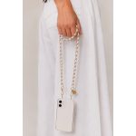 Como Milano phone chain CMMJ.003.WH.03.02 (120 cm) – stainless steel with white braided leather